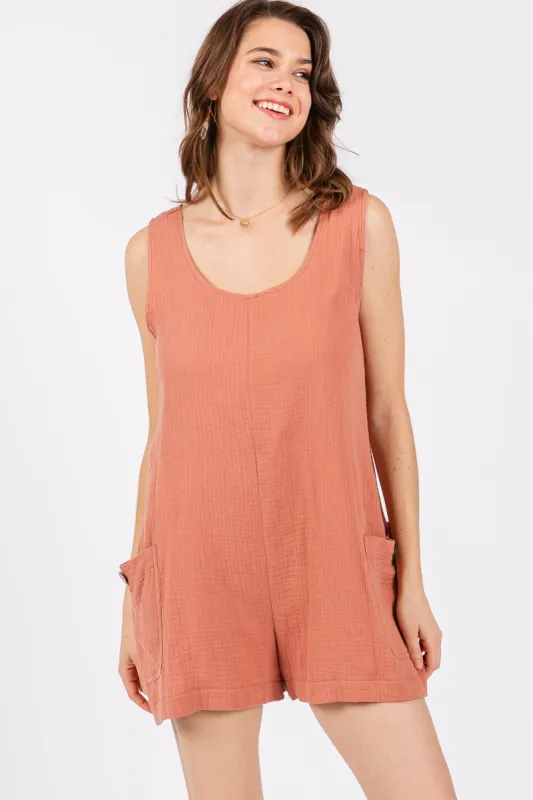 Peach Back Cutout Romper sold by Pinkblush