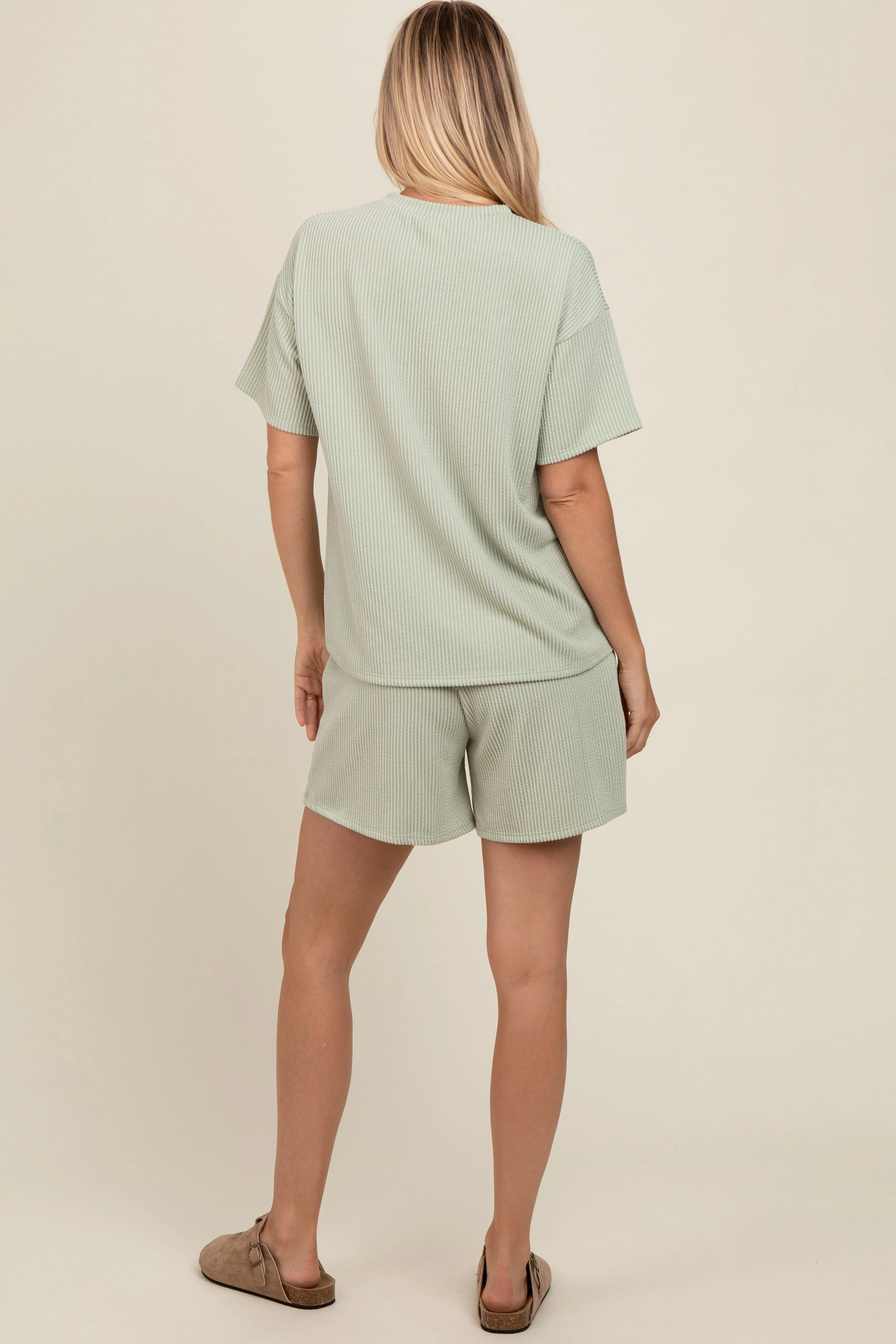 Sage Ribbed Short Sleeve Pajama Set sold by Pinkblush product image thumbnail 4