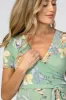 Light Olive Floral Maternity Wrap Dress sold by Pinkblush