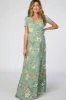 Light Olive Floral Maternity Wrap Dress sold by Pinkblush