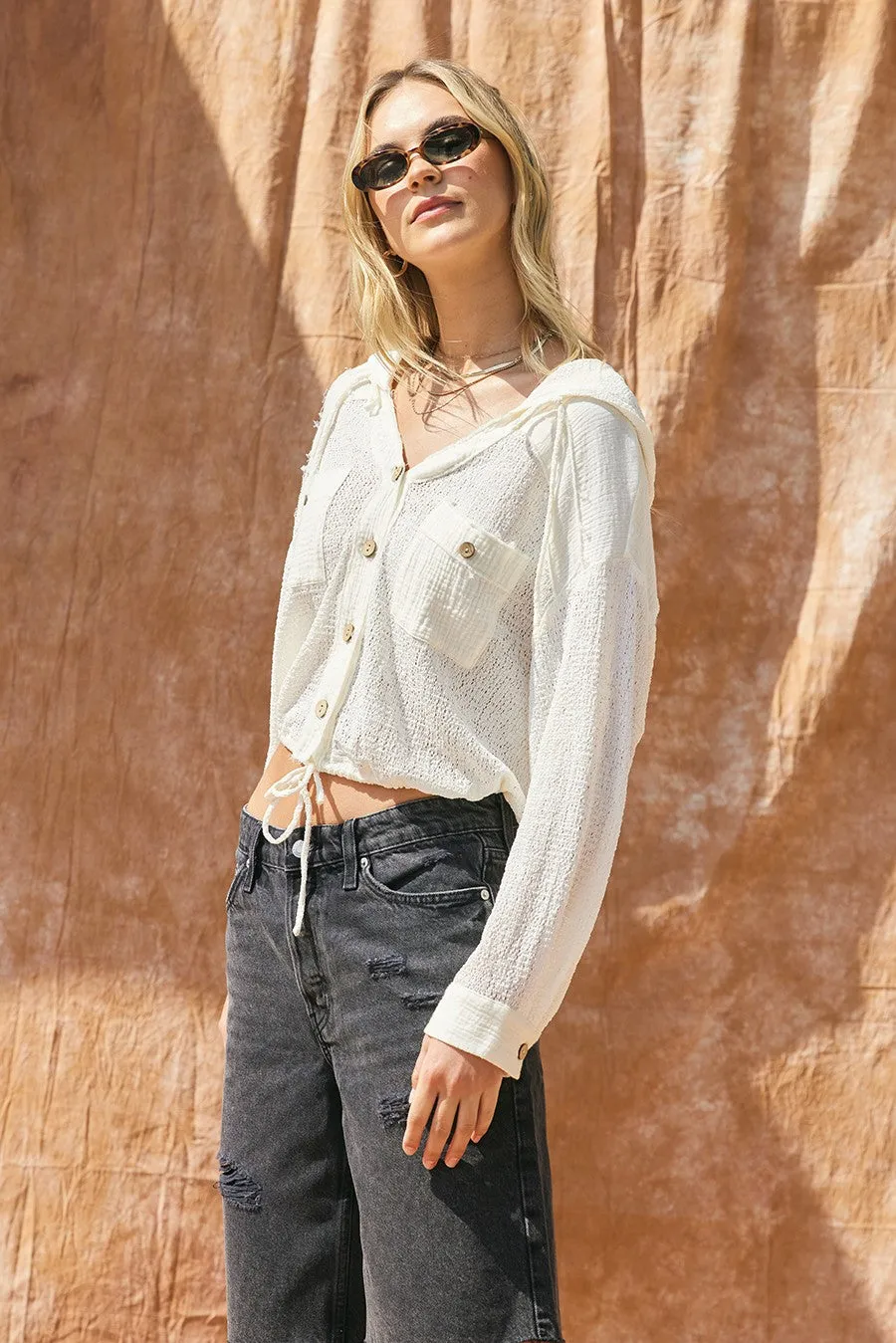 Ivory Lightweight Cotton Blend Hoodie sold by Pinkblush product image thumbnail 5