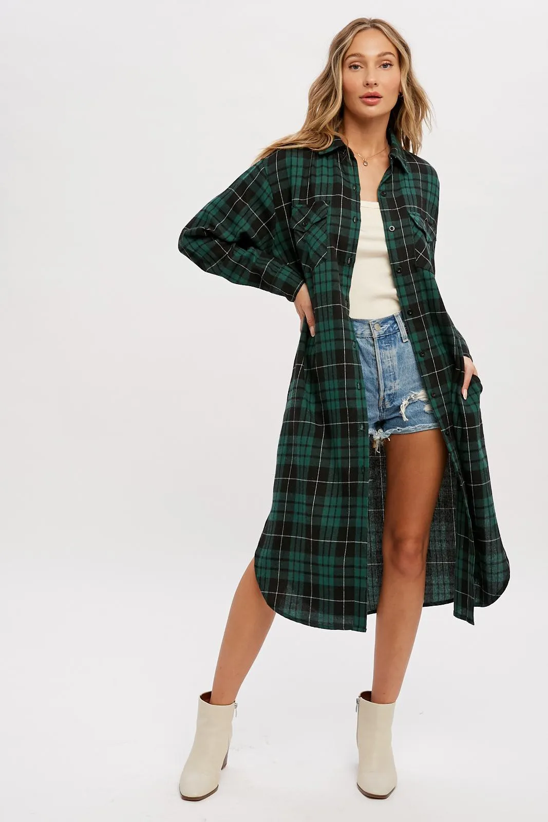Forest Green Plaid Oversized Shirt sold by Pinkblush