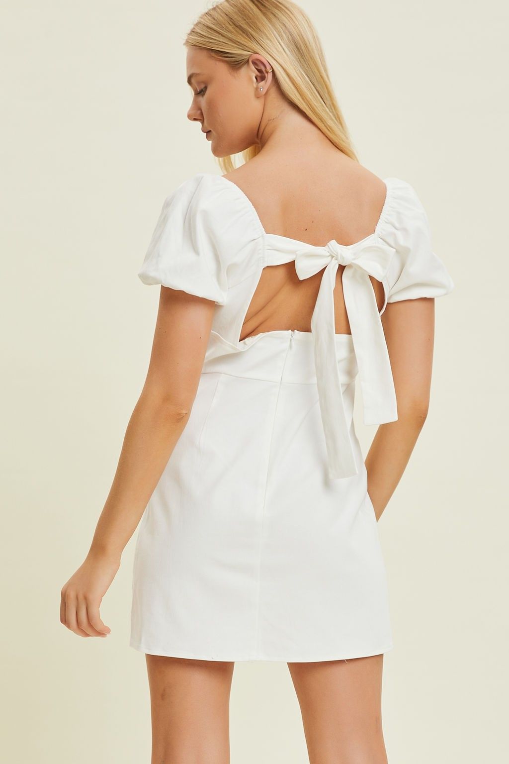 Ivory Ruched Bust Tie Back Mini Dress sold by Pinkblush product image thumbnail 3