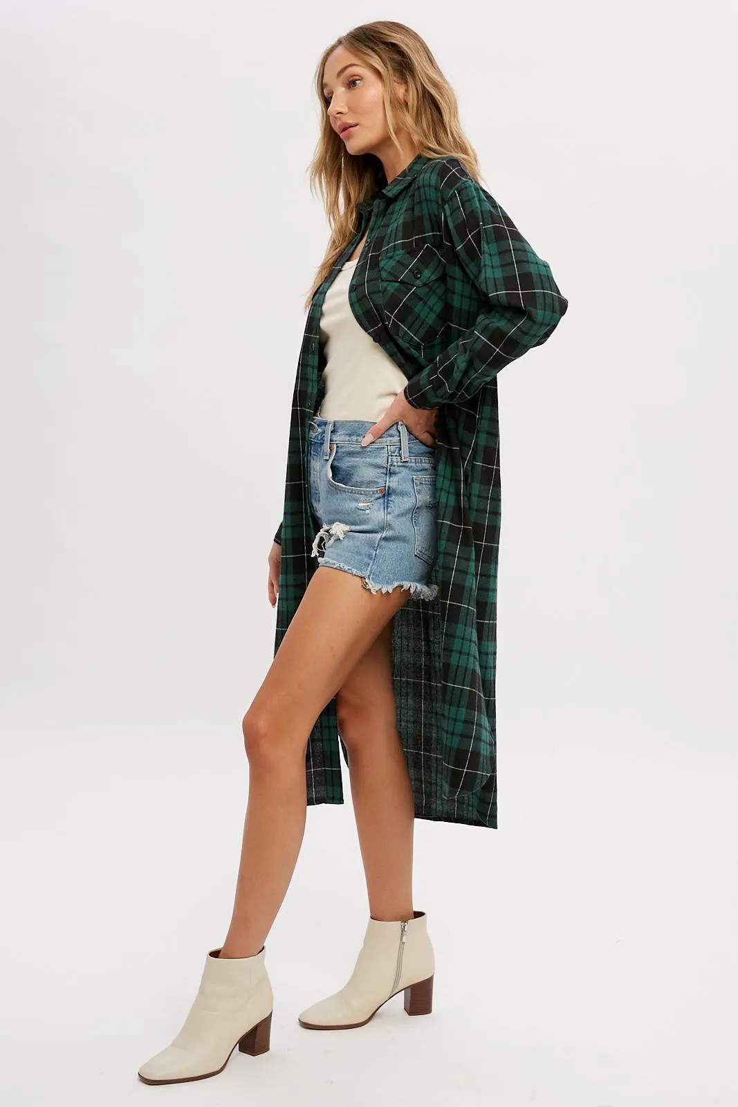 Forest Green Plaid Oversized Shirt sold by Pinkblush product image thumbnail 2
