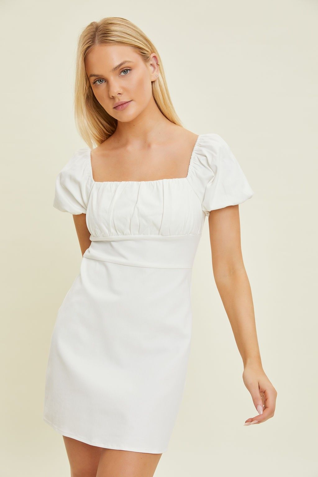 Ivory Ruched Bust Tie Back Mini Dress sold by Pinkblush product image thumbnail 4