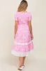 Pink Floral Pleated Eyelet Trim Maternity Midi Dress sold by Pinkblush