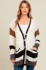 Ivory Crochet Knit Stripe Detail Oversized Maternity Cardigan sold by Pinkblush