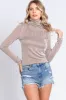 Camel Ribbed Turtleneck Top sold by Pinkblush