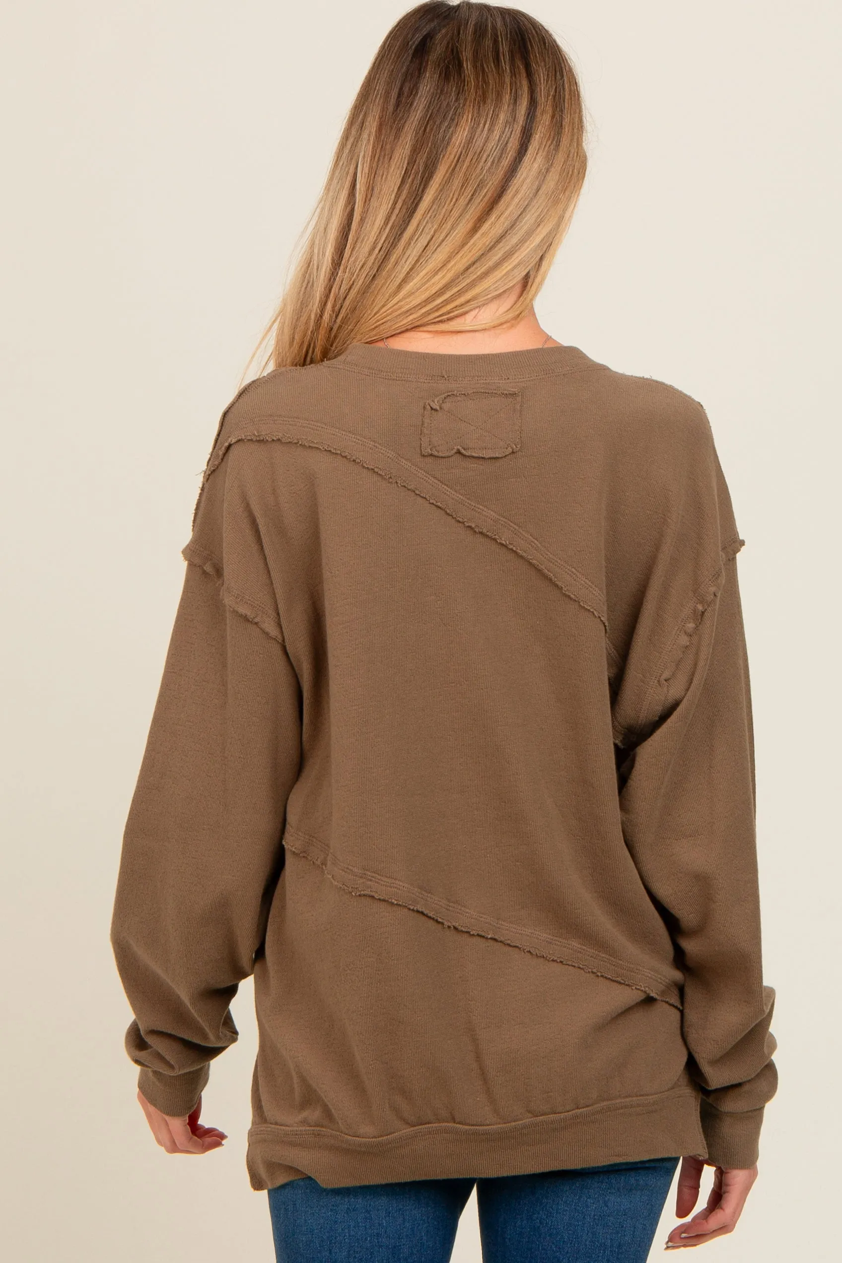 Olive Exposed Seam Dolman Sleeve Maternity Sweatshirt sold by Pinkblush product image thumbnail 3