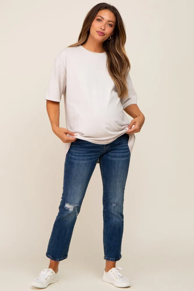 Beige Basic Oversized Maternity T-Shirt sold by Pinkblush product image thumbnail 4