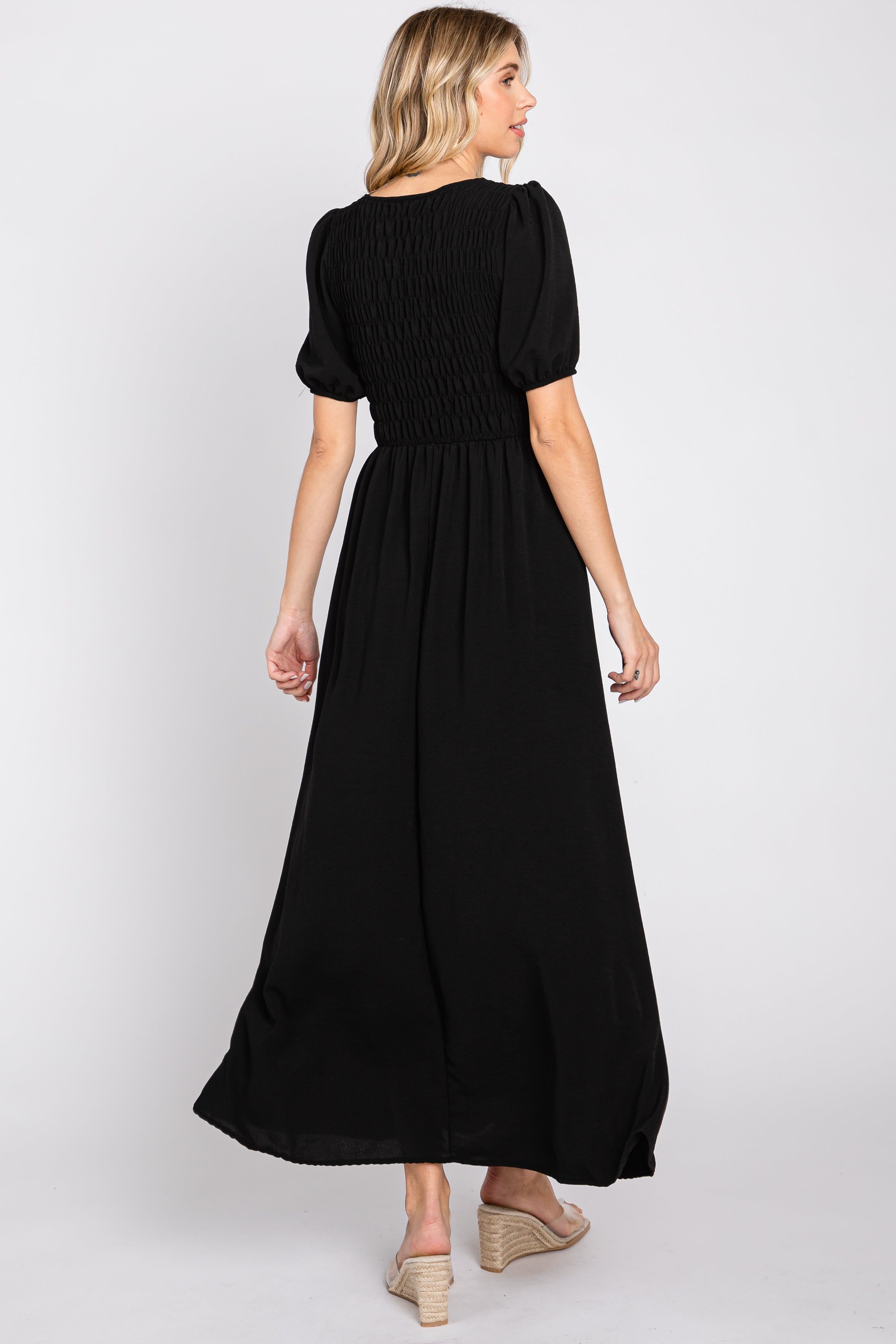 Black Smocked Maxi Dress sold by Pinkblush product image thumbnail 3