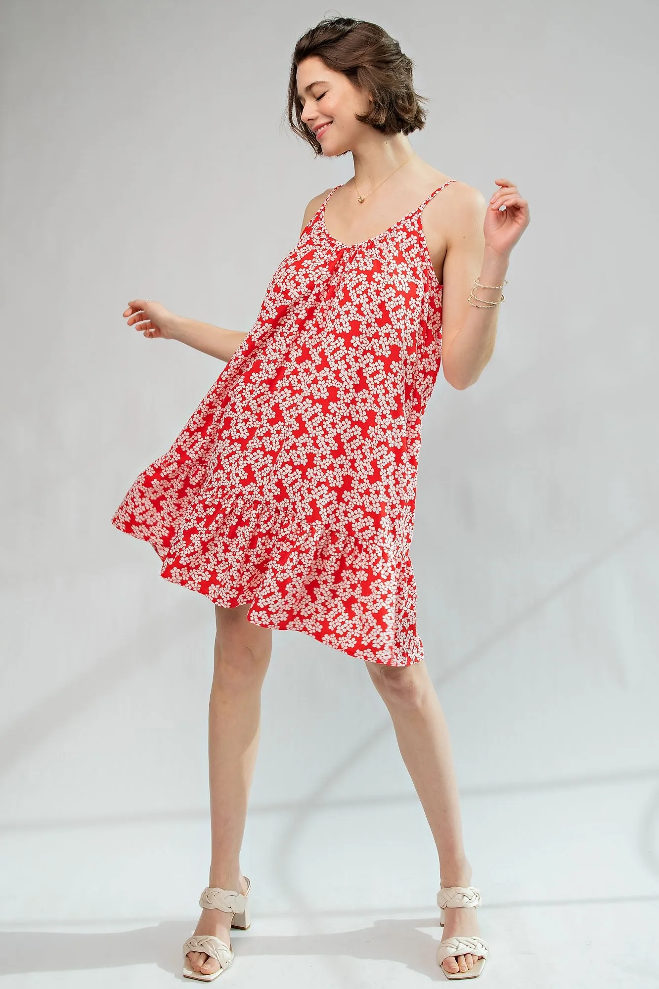 Red Floral Printed Cami Dress sold by Pinkblush product image thumbnail 4