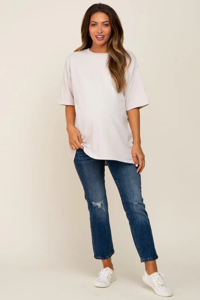 Beige Basic Oversized Maternity T-Shirt sold by Pinkblush product image thumbnail 5