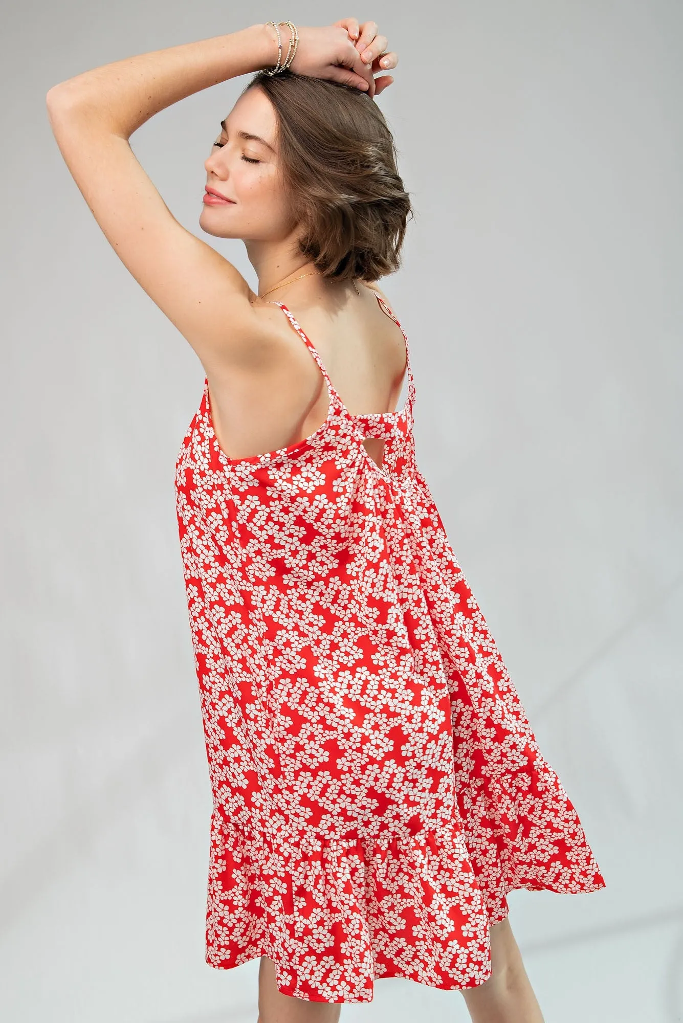 Red Floral Printed Cami Dress sold by Pinkblush product image thumbnail 3