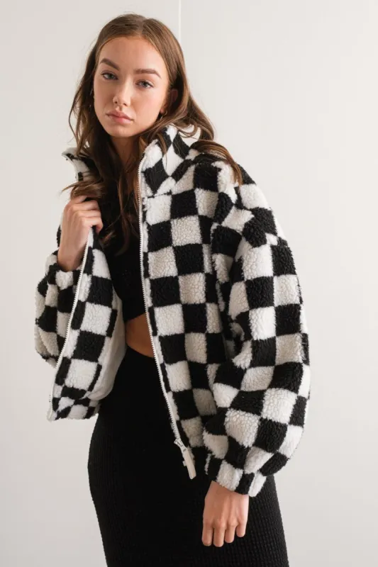 Black And White Check Jacket sold by Pinkblush