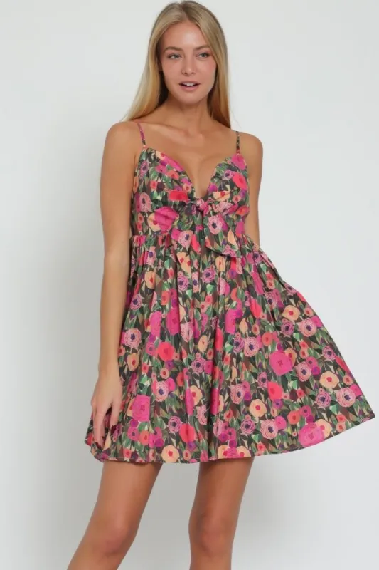 Fuchsia Green Thin Adjustable Strap Babydoll Mini Dress sold by Pinkblush