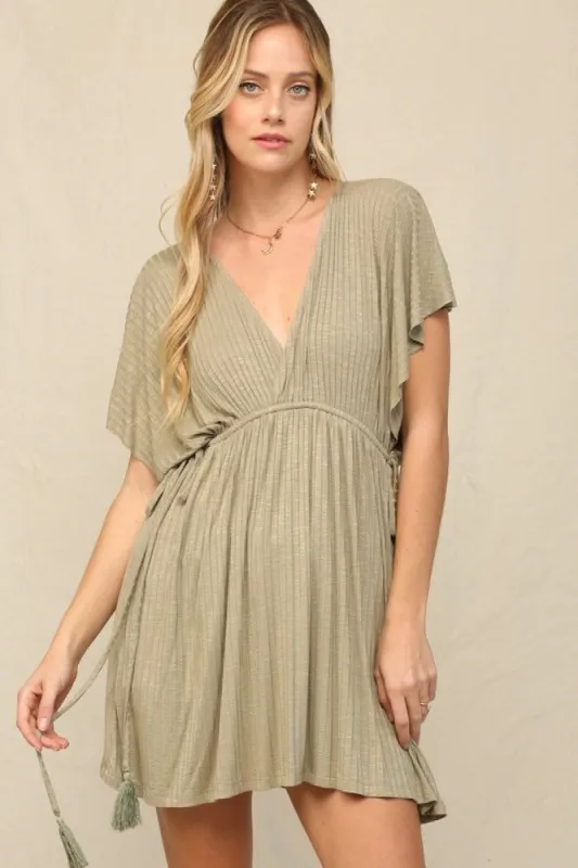 Olive Tie Tunic Dress sold by Pinkblush