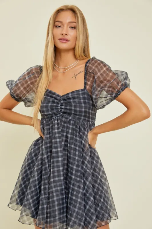 Navy Babydoll Mini Dress sold by Pinkblush