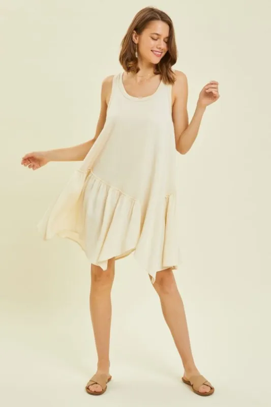 Ivory Fabric Mixed Flare Mini Dress sold by Pinkblush