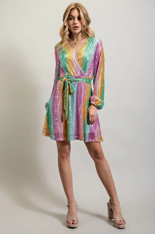 Rainbow Mini Flare Dress sold by Pinkblush