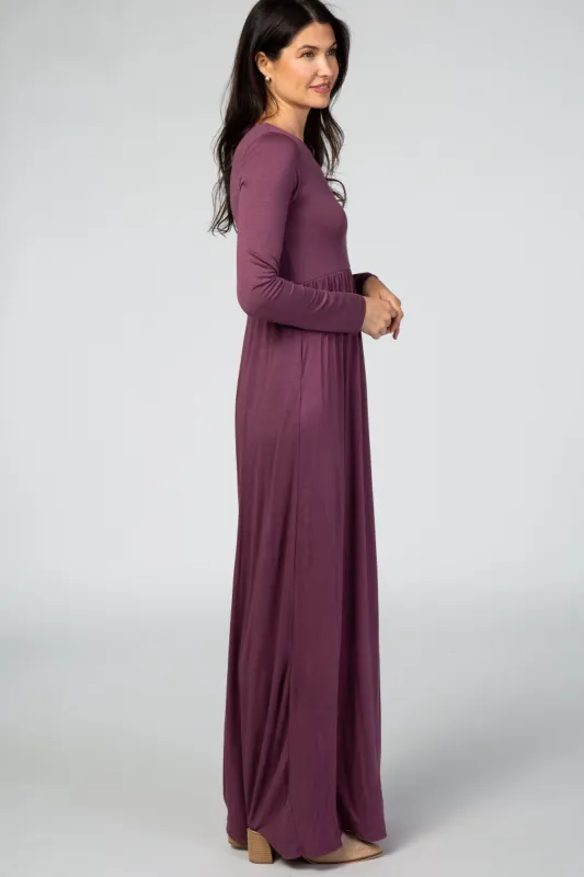Fuchsia Rib Knit Long Sleeve Maternity Maxi Dress sold by Pinkblush