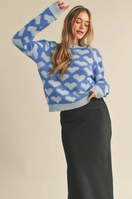 French Blue Cropped Textured Knit Sweater sold by Pinkblush