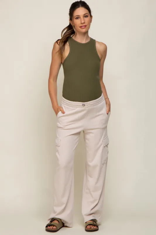 Cream Pocketed Maternity Lounge Pants sold by Pinkblush