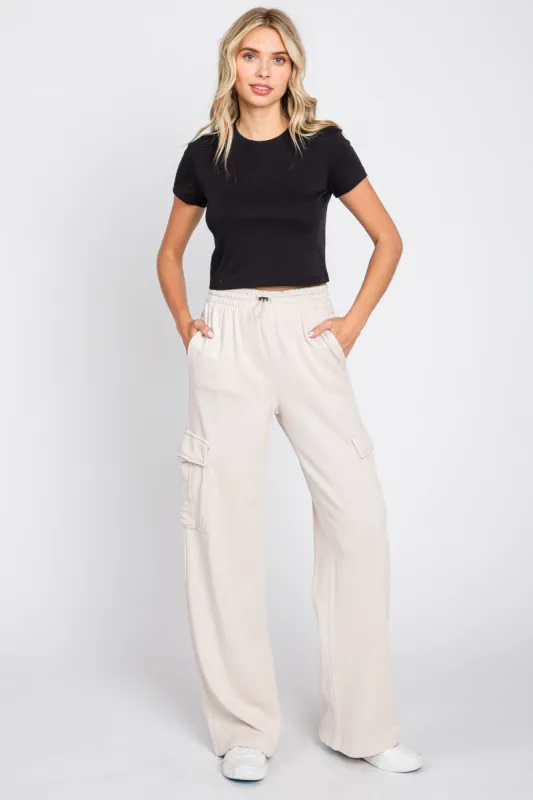 Cream Pocketed Lounge Pants sold by Pinkblush