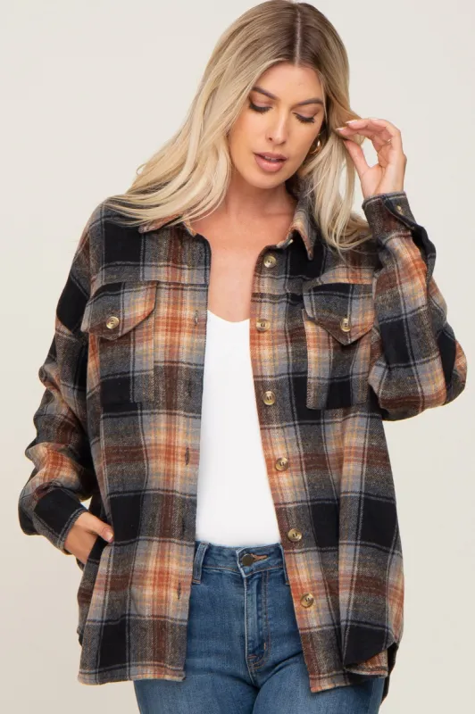 Black Plaid Shirt Jacket sold by Pinkblush