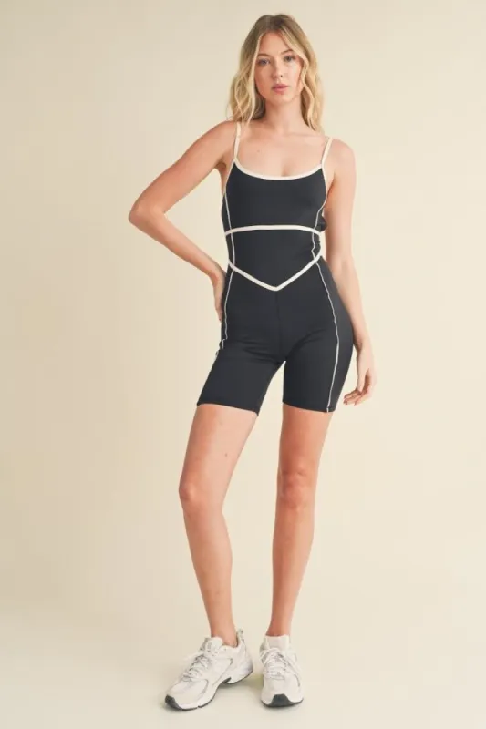 Black Trim Detailing Romper sold by Pinkblush