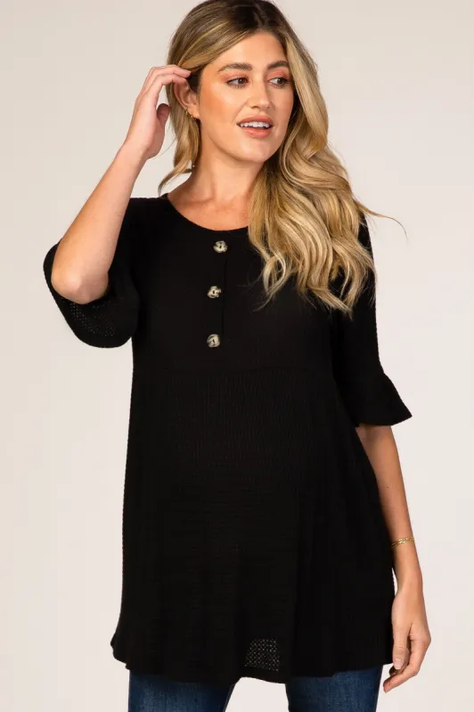 PinkBlush Black Waffle Knit Maternity Tunic sold by Pinkblush