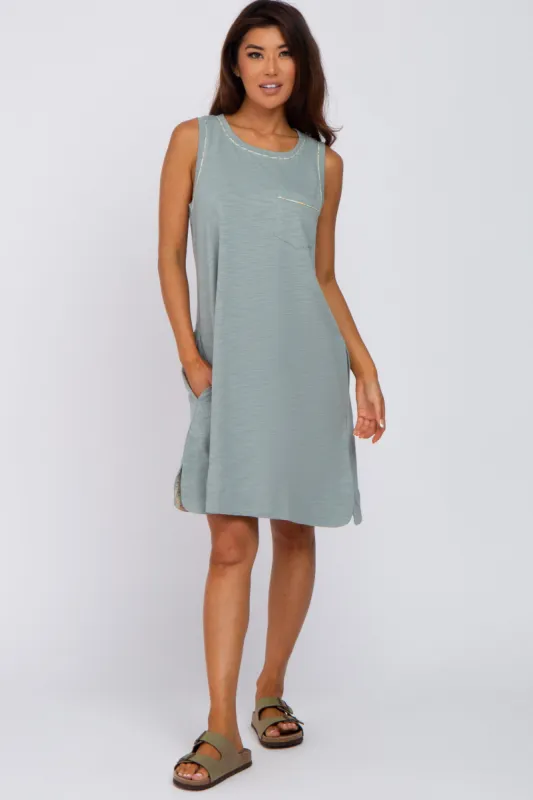 Mint Floral Trim Shift Dress sold by Pinkblush