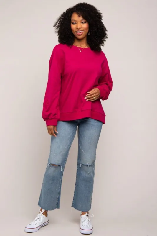 Magenta Embroidered Long Sleeve Top sold by Pinkblush