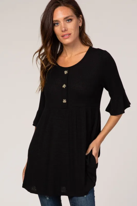 PinkBlush Black Waffle Knit Tunic sold by Pinkblush