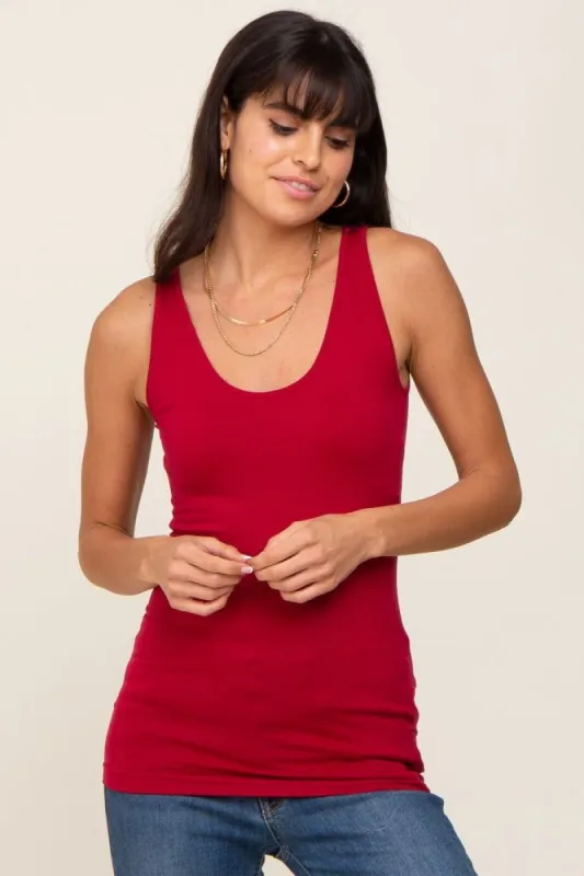 Burgundy Seamless Fitted Tank Top sold by Pinkblush