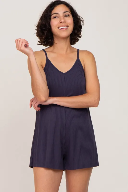 Navy Ribbed Jumpsuit sold by Pinkblush