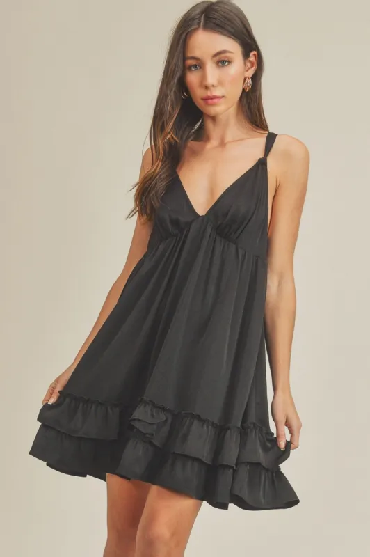 Black Ruffle Dress sold by Pinkblush