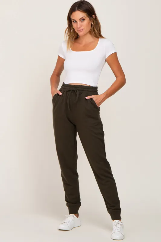Olive Basic Drawstring Sweatpants sold by Pinkblush