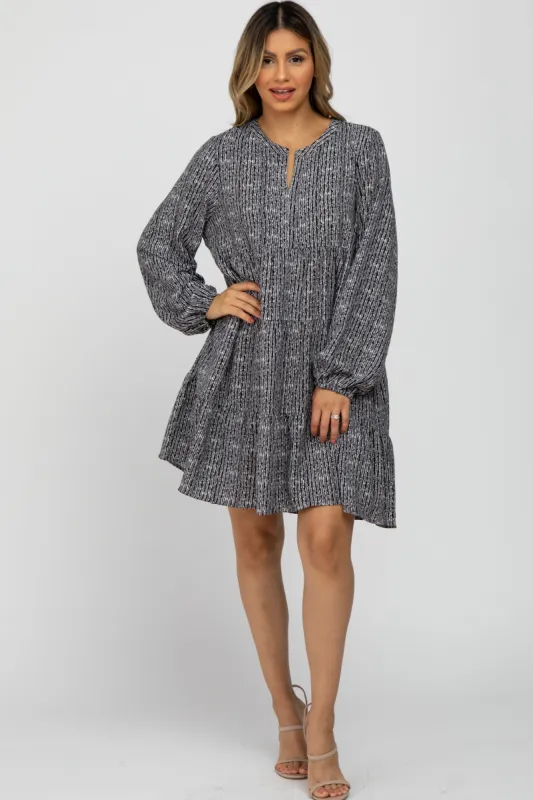 Charcoal Printed Tiered Dress sold by Pinkblush
