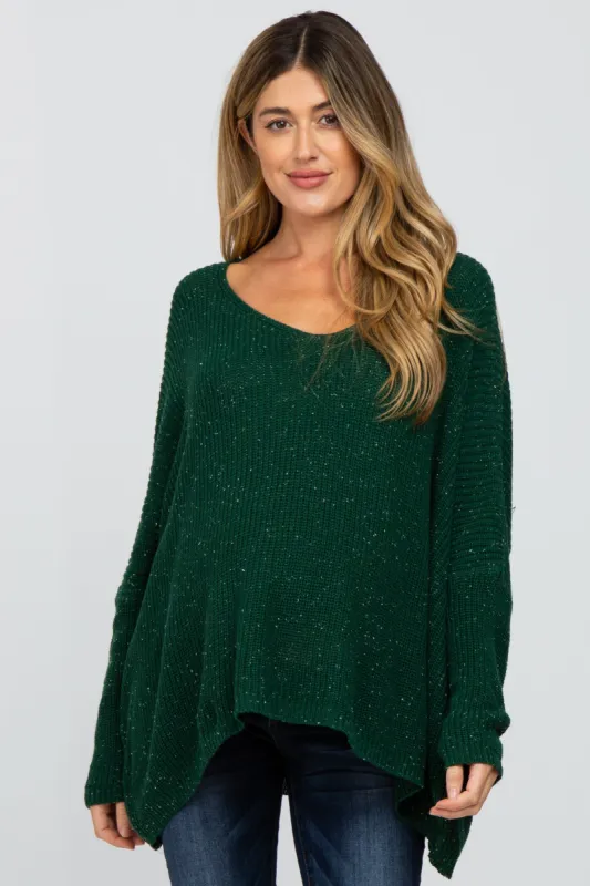 Forest Green Speckled Oversized Maternity Sweater sold by Pinkblush