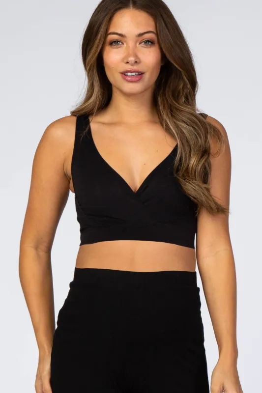 Black Seamless Wrap Front Maternity/Nursing Bra sold by Pinkblush