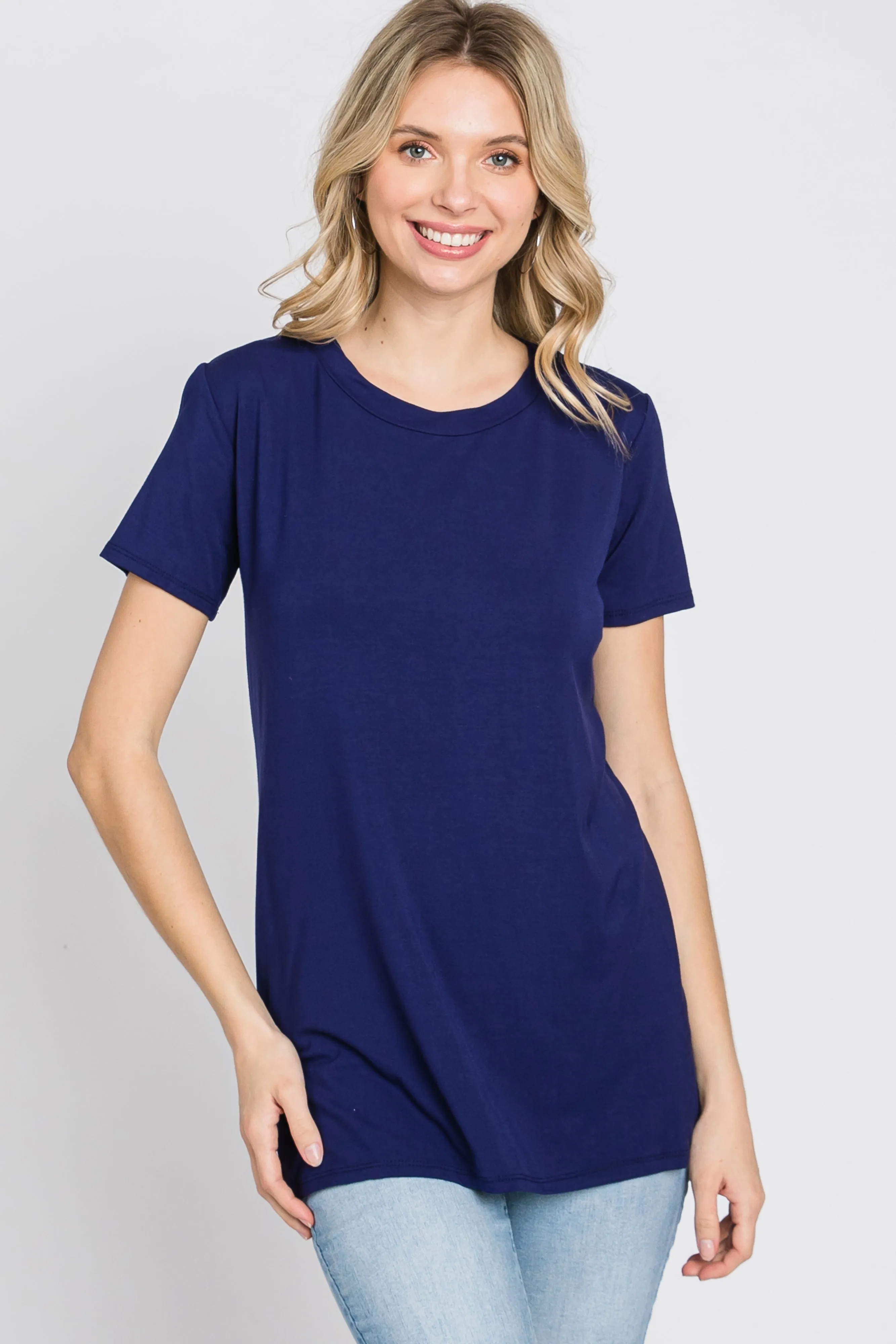 Navy Basic Short Sleeve Top sold by Pinkblush product image thumbnail 4