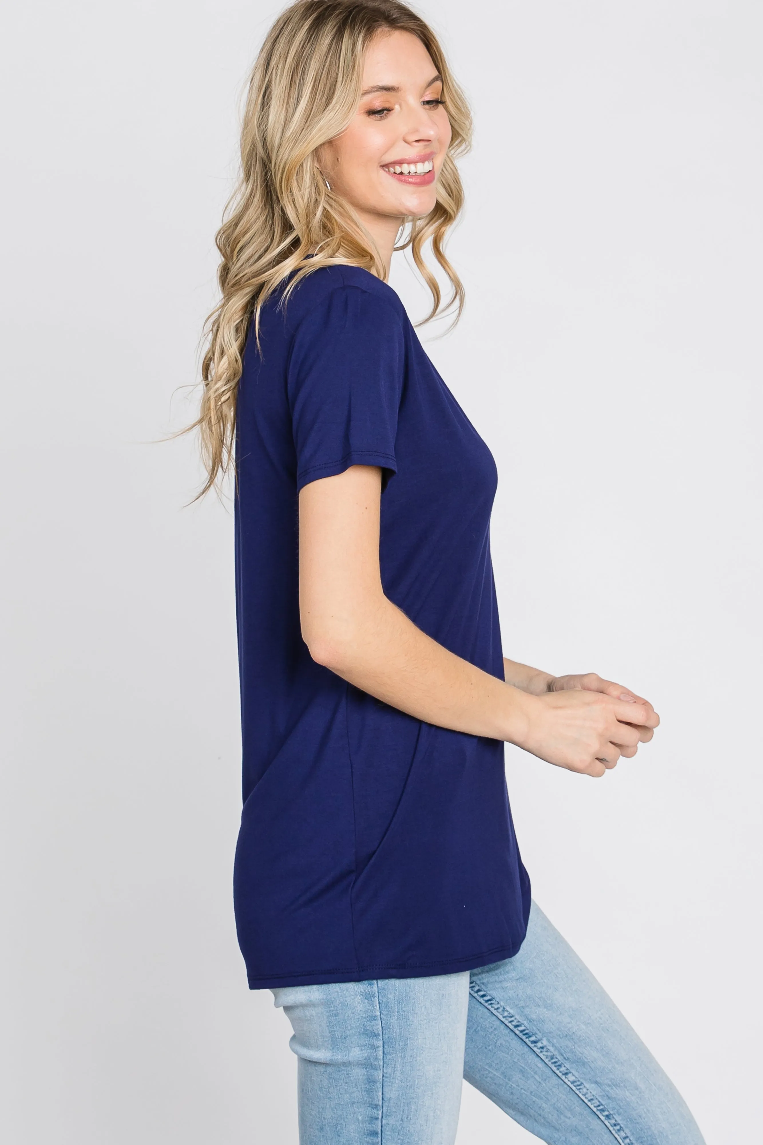 Navy Basic Short Sleeve Top sold by Pinkblush product image thumbnail 5