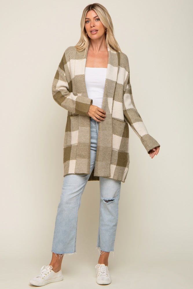 Olive Plaid Shawl Cardigan sold by Pinkblush product image thumbnail 4
