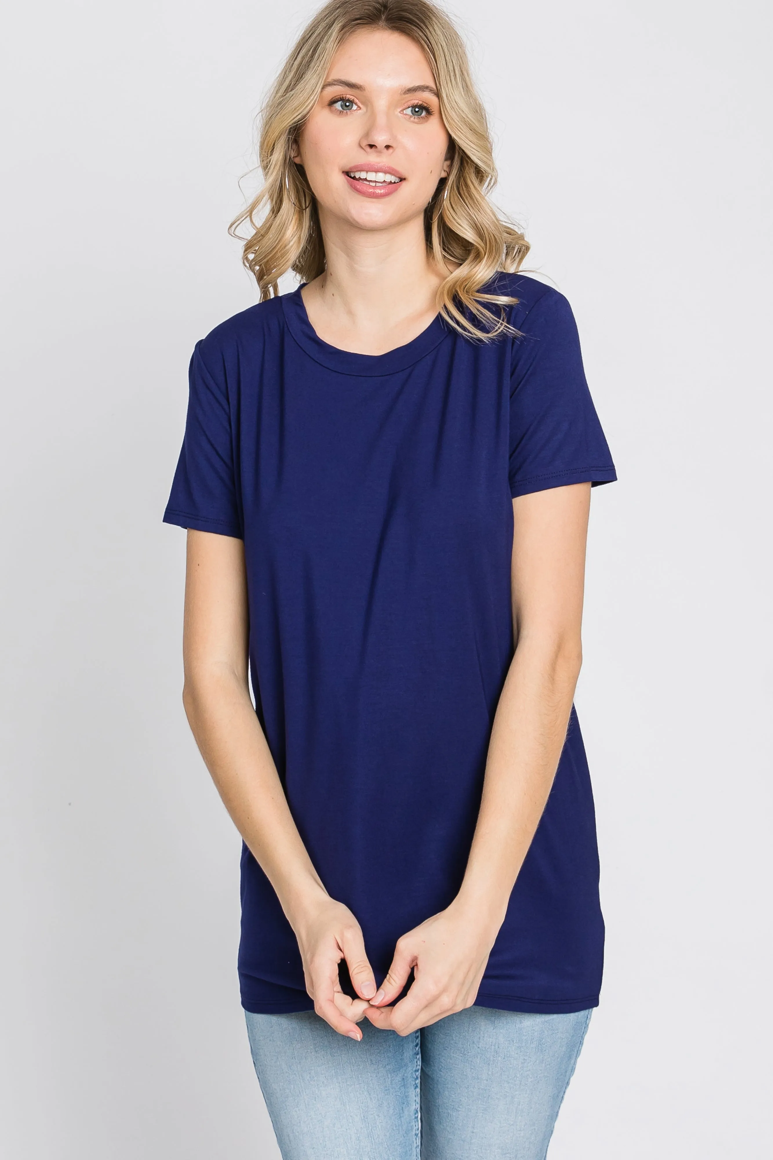 Navy Basic Short Sleeve Top sold by Pinkblush product image thumbnail 3