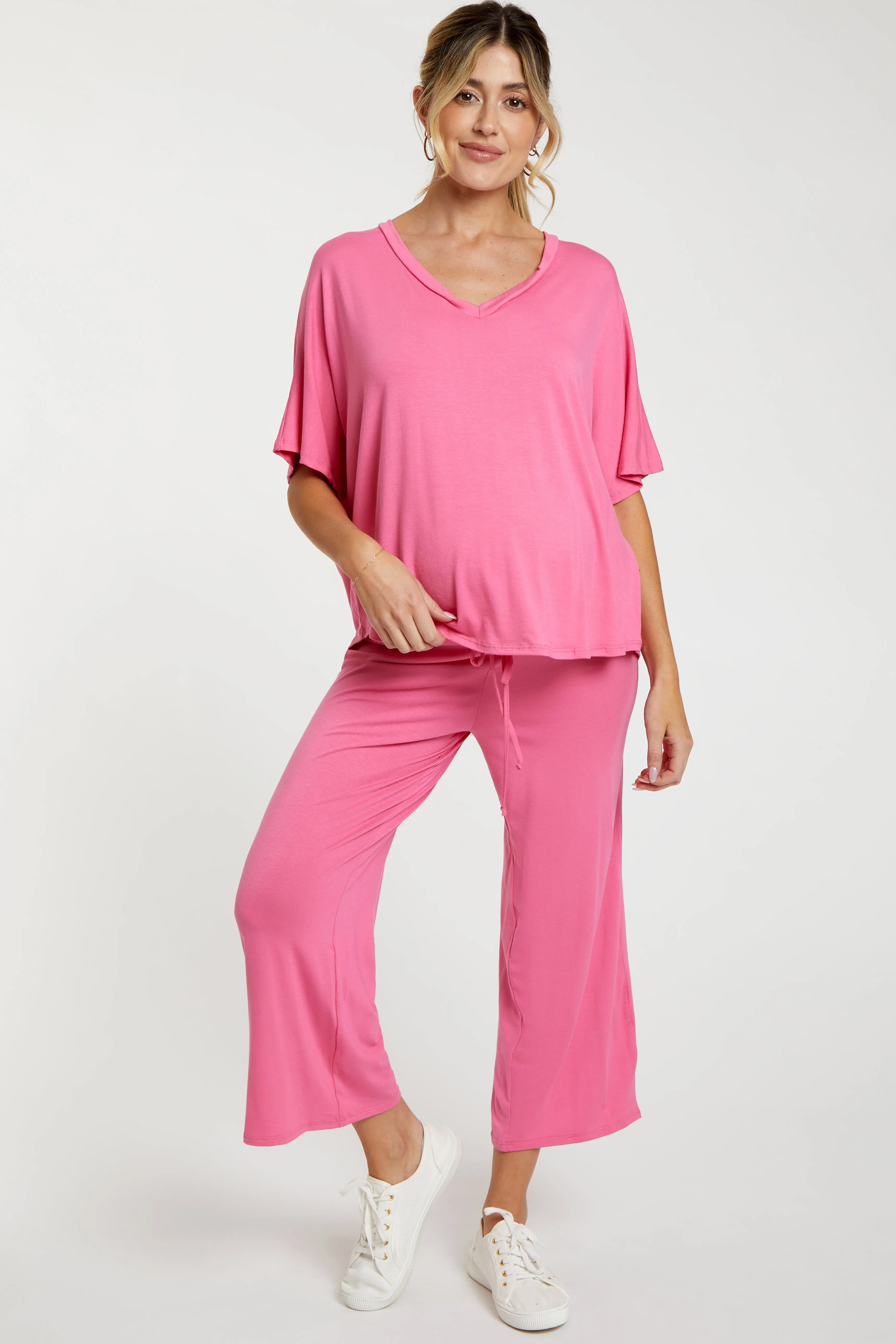 Pink Cropped Pant Maternity Set sold by Pinkblush
