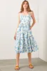 Blue Floral Sweetheart Neck Button Front Maternity Midi Dress sold by Pinkblush