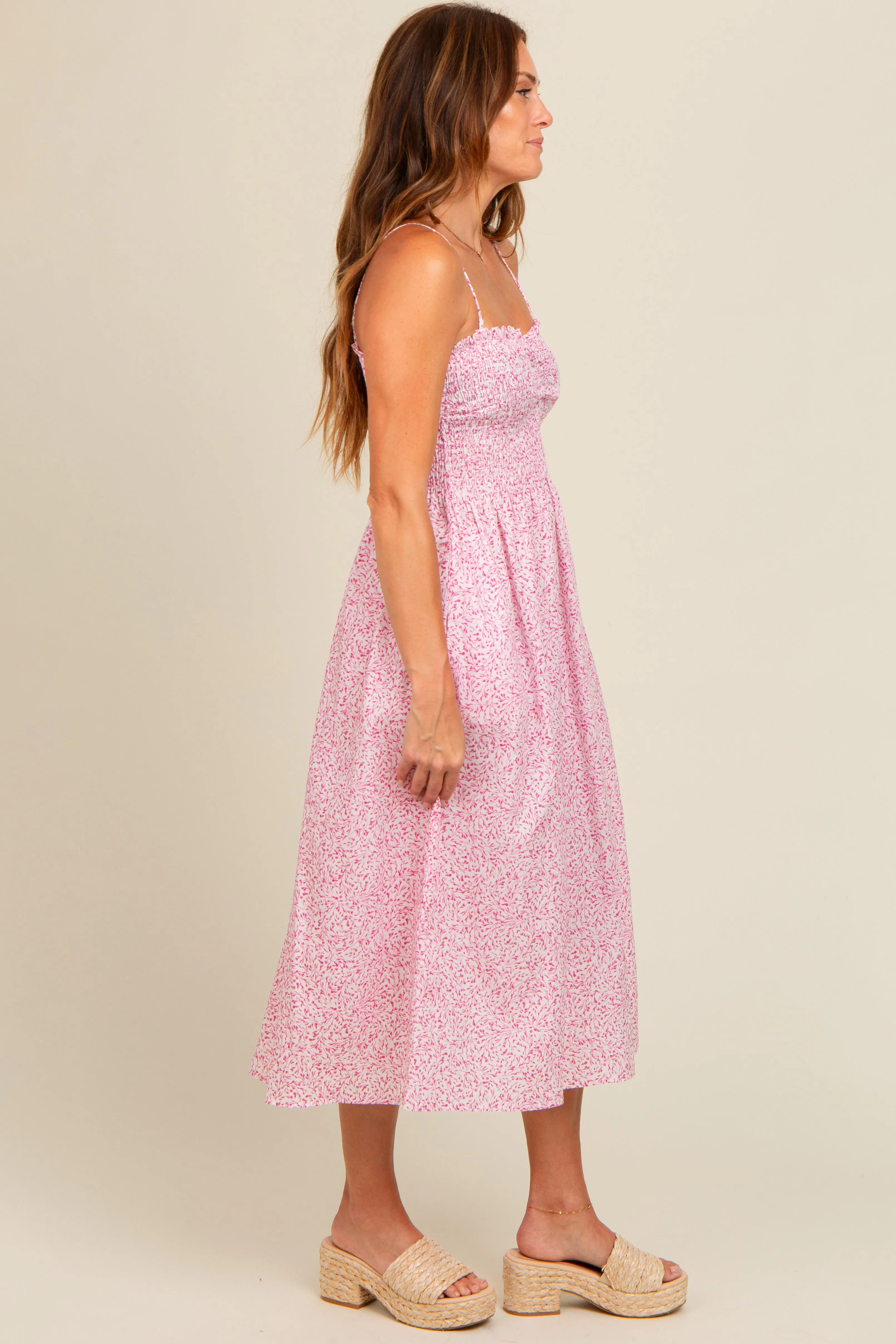 Pink Printed Smocked Midi Dress sold by Pinkblush product image thumbnail 4