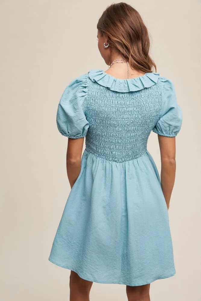 Light Blue Ruffled Peplum Mini Dress sold by Pinkblush product image thumbnail 3