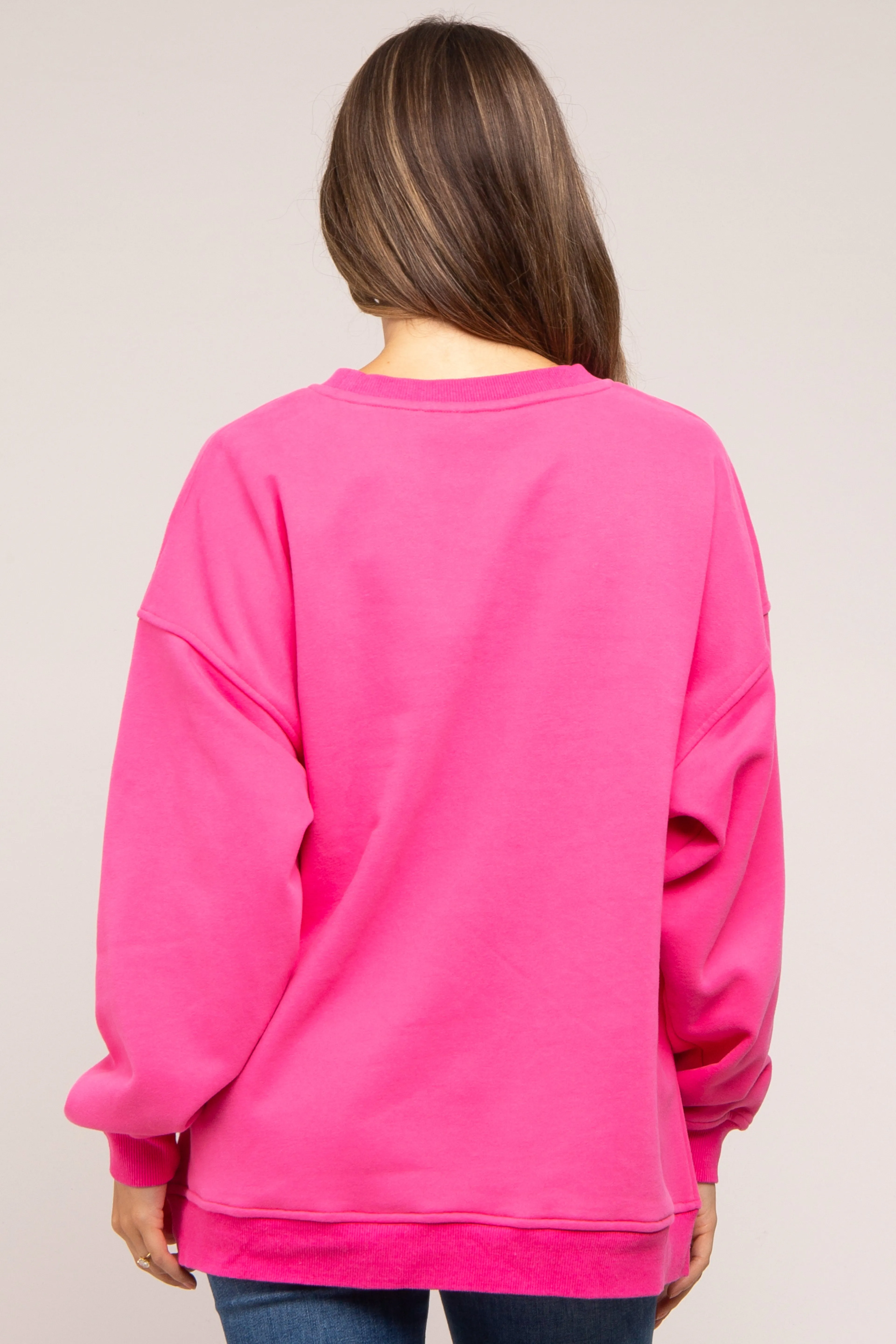 Fuchsia Soft Knit Fleece Lined Maternity Sweatshirt sold by Pinkblush product image thumbnail 3